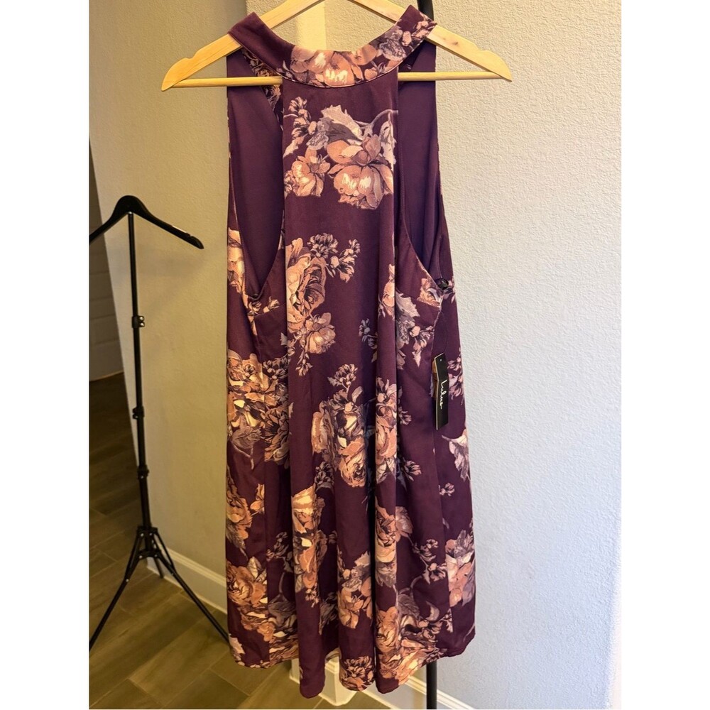 Lulus Plum Burgundy Floral Halter Midi Dress L